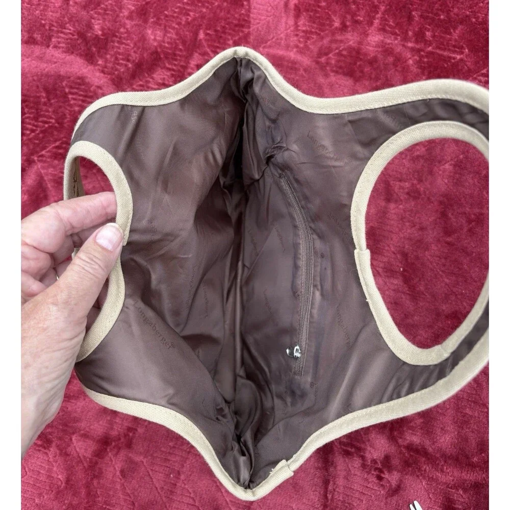 Longaberger Autumn Path Booking Tote Woodsy Open Top Acorn Leaves Fall EUC - Picture 3 of 10